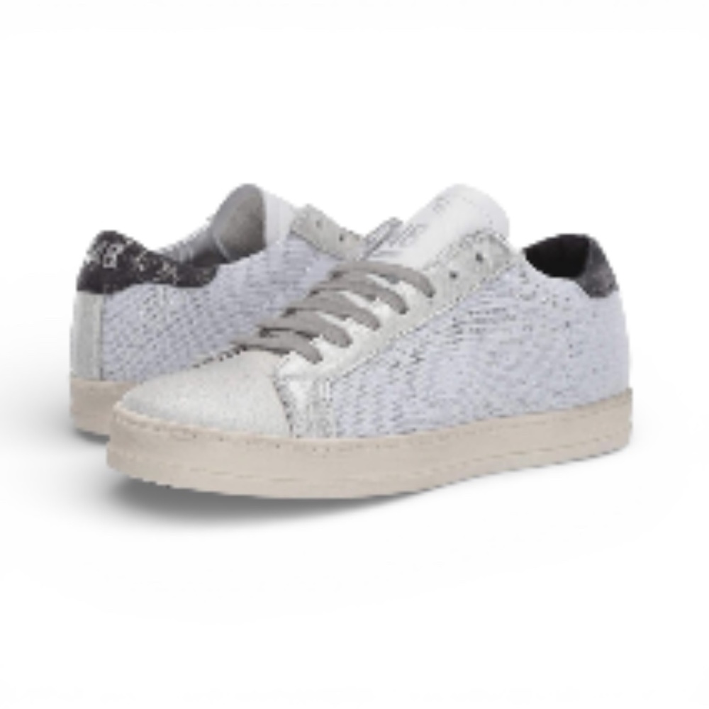 P448 John Space Sneakers Silver Metallic Crackle Low-Top Shoes Women’s 9 9.5